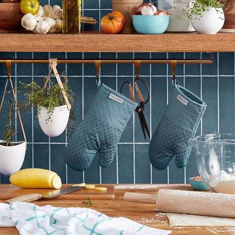 KitchenAid Asteroid Oven Mitt Set, 7"x12.5", Fog Blue, 2 Piece