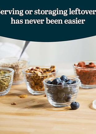 Libbey Small Glass Bowls, Glass Containers with Lids Set of 8 to Keep Leftovers Fresh, Meal Prepping and More, Dishwasher Safe Bowl Set
