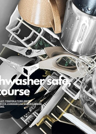 CANARY Japanese Kitchen Shears with Cutter 7.5" Offset Angled Blade, Made in JAPAN, Dishwasher Safe Come Apart Blade, All-Purpose Detachable Kitchen Scissors, Rust Proof Japanese Stainless Steel, Gray