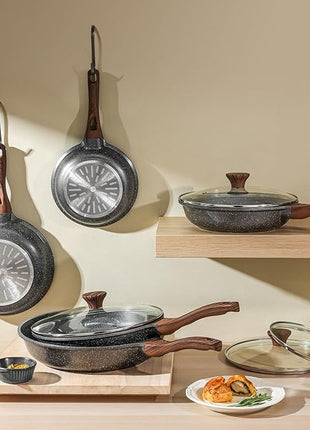 SENSARTE Nonstick Frying Pan Skillet, Swiss Granite Coating Omelette Pan, Healthy Stone Cookware Chef's Pan, PFOA Free (8/9.5/10/11/12.5 Inch) (10 Inch)