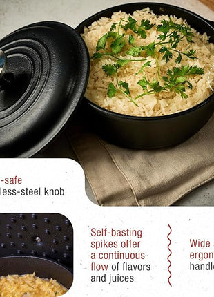 Victoria 2-Quart Cast Iron Dutch Oven with Lid and Dual Handles, Seasoned with Flaxseed Oil, Made in Colombia