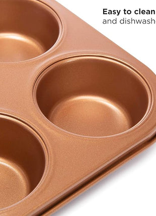 Ecolution Non-Stick Toaster Oven Bakeware Set, 4 Piece, Carbon Steel, Easy to Clean and Perfect for Single Servings, Copper