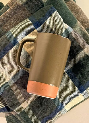 Mora Ceramics Large Tea Mug with Loose Leaf Infuser and Ceramic Lid, 18 oz, Portable, Microwave and Dishwasher Safe, Tall Coffee Cup - Rustic Matte Ceramic Glaze, Modern Herbal Tea Strainer, Olive