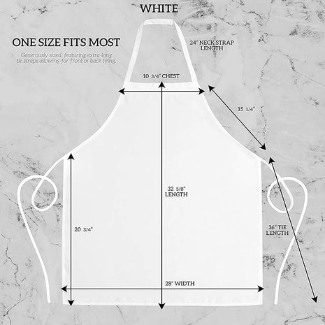 GREEN LIFESTYLE 12 Pack Bib Apron - Unisex White Aprons, Machine Washable Aprons for Men and Women, Kitchen Cooking BBQ Aprons Bulk (Pack of 12, No Pockets, White)