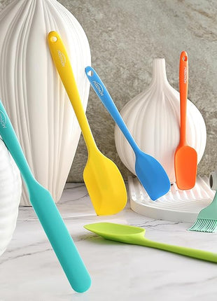6PCS Silicone Spatulas, MONGSEW Food Grade Heat Resistant Rubber Spatula Set, Kitchen Spatulas for Baking, Cooking and Mixing, BPA-Free, Dishwasher Safe (Set of 6, Multi Colors)