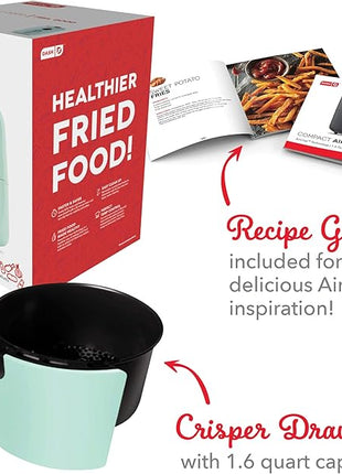 DASH Compact Air Fryer Oven Cooker with Temperature Control, Non-stick Fry Basket, Recipe Guide + Auto Shut off Feature, 2 Quart - Aqua
