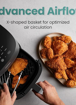 Chefman TurboX 4-in-1 Air Fryer, 5-Quart Airfryer for Extra Crispy Chicken, Fries, Wings, and More, Air Fry, Bake, Reheat, and Frozen Functions, Digital Touch Controls, Dishwasher Safe - Gray