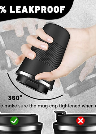 Insulated Coffee Tumblers with Flip Lid 12oz / 17oz, Stainless Steel Travel Coffee Mug Leak Proof, Vacuum Insulated Coffee Mug Reusable Cup, Keeps Cold and Hot for Coffee Tea