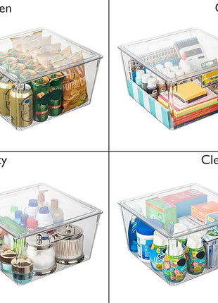 CLEARSPACE Plastic Storage Bins with Lids XL – Perfect Kitchen Organization or Pantry Storage – Fridge Organizer, Pantry Organization and Storage Bins, Cabinet Organizers