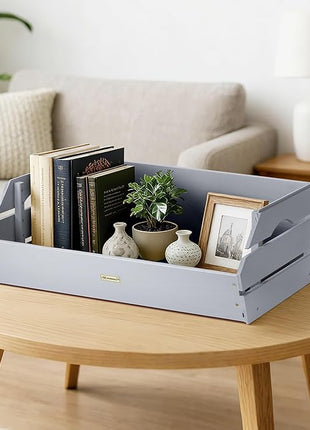 HABAU Wood Potato Onion Storage Bins - Wooden Stackable Produce Basket - Fruit Vegetable Storage for Kitchen Pantry Organization, Set 2 Pieces