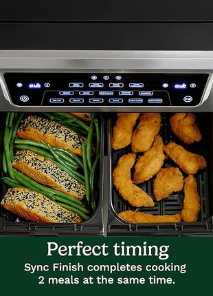 Cuisinart Dual Basket Air Fryer, Two Baskets 11 Qt in Total, 6 Functions: Air Fry, Roast, Bake, Broil, Dehydrate & Keep Warm, Features Sync Finish & Sync Settings, Toss Reminder & Auto-Pause, ADZ-112