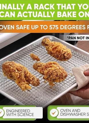 Spring Chef 8.5" x 12" Stainless Steel Cooling Racks, Wire Rack for Baking Sheet - Fits Small Quarter Sheet Pan - Perfect for Cooking, Baking, Grilling, Smoking - Dishwasher Safe - Set of 2