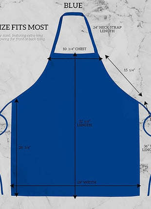 GREEN LIFESTYLE 120 Pack Professional Chef Apron – Grilling Aprons for Men, Waterproof Cooking Apron for BBQ, Work or Restaurant Use, Kitchen Aprons for Women – Royal Blue, No Pockets