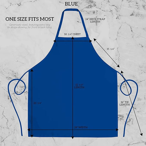 GREEN LIFESTYLE 120 Pack Professional Chef Apron – Grilling Aprons for Men, Waterproof Cooking Apron for BBQ, Work or Restaurant Use, Kitchen Aprons for Women – Royal Blue, No Pockets