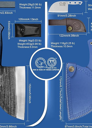 XYJ Authentic Since 1986,Ancient Forged Butcher Knives,Serbian Chef Knife With Sheath,Chinese Vegetable Meat Knives For Kitchen Camping Outdoor,Full Tang (6 inch)