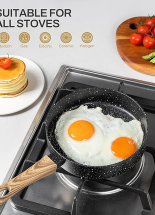 MICHELANGELO Small Frying Pan Nonstick - 6 Inch Single Egg Frying Pan, Mini Skillet with Stay-Cool Handle, Non-Toxic Omelette Pan, Black