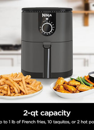 Ninja AF080 Mini Air Fryer, 2 Quarts Capacity, Compact, Nonstick, with Quick Set Timer, Grey