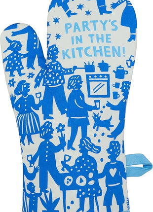 Blue Q Party's in The Kitchen Funny Oven Mitts - Cute Oven Mitts, Home Kitchen Gifts, Cooking Accessories, Super-Insulated Quilting, Comfy Natural-Fitting Shape, 100% Cotton, Size 12.5" L x 7.5" W