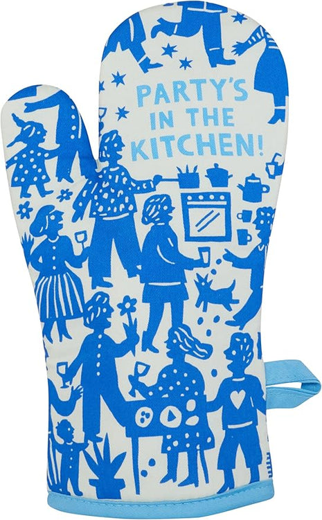 Blue Q Party's in The Kitchen Funny Oven Mitts - Cute Oven Mitts, Home Kitchen Gifts, Cooking Accessories, Super-Insulated Quilting, Comfy Natural-Fitting Shape, 100% Cotton, Size 12.5" L x 7.5" W
