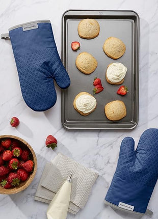 KitchenAid Asteroid Oven Mitt Set, 7"x12.5", Blue Willow, 2 Piece