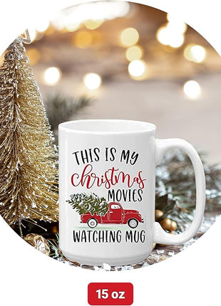 BLUE RIBBON Christmas Gifts Coffee Mug,This is My Christmas Movies Watching Mug, Funny Coffee Mug from Daughter, Wife and Son – Mug in Decorative Christmas Gift Box (15 oz)
