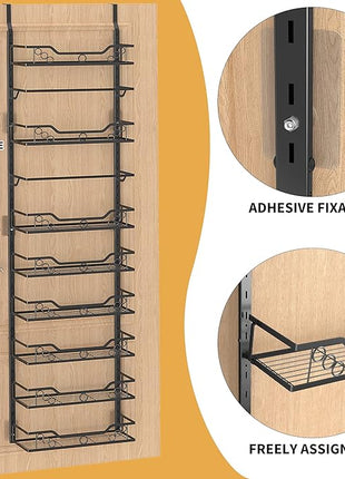 Moforoco 8-Tier Over The Door Pantry Organizer, Pantry Organization and Storage, Black Hanging Basket Wall Spice Rack Seasoning Shelves, Home & Kitchen Laundry Room Bathroom Essentials accessories