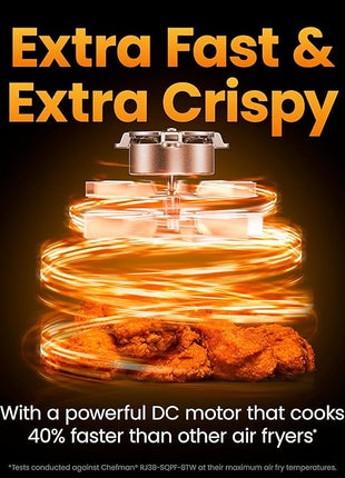 Chefman Air Fryer TurboFry 9-Qt, 6-in-1 High-Powered 450°F Cooking for Crispier French Fries, Chicken, and Onion Rings, XL Windowed Basket, Air Fry, Bake, Broil, Reheat, Dehydrate, Defrost – Black