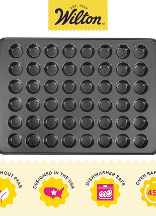 Wilton Perfect Results Non-Stick Mega Mini Muffin Pan, 48-Cup Cupcake Pan, Steel