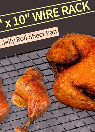 Briout Cooling Rack for Baking, 2-Pack 16x10 Inches Baking Rack, Thick Wire Cookie Rack for Cooking, Roasting, Grilling, Drying, Oven Safe, Fits Half Sheet Pan, Black