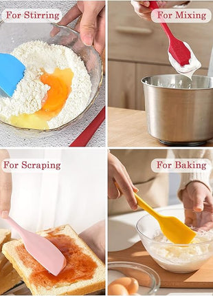 Silicone Spatula Heat Resistant Small Rubber Spatulas Cooking Utensil Set Non-Stick Flexible Rubber Essential Cooking Gadget For Cake/Cream/Pastry/Butter/Batter Mixing/Cooking-(5 Pieces)