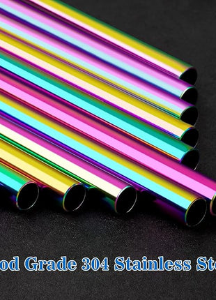 Tomorotec 40oz Straws, 14PCS Stainless Steel Replacement Straws for Stanley 40oz Adventure Quencher Travel Tumblers w/Cleaning Brushes 2PCS, Food-Grade, Dishwasher Safe for Smoothies (Metallic)