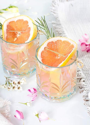 BELLAFORTE Shatterproof Tritan Plastic Short Tumbler, Set of 4, 13oz - Myrtle Beach Unbreakable Crystal Cut Old Fashioned Drinking Glasses for Whiskey - BPA Free - Dishwasher Safe - Teal