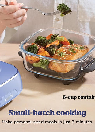 Ninja | Air Fryer | Crispi 4-in-1 Portable Cooking System | 4QT & 6 Cup Glass Containers, Crisper Plates & Storage Lids Included | Microwave, Freezer & Dishwasher Safe | Frosted Lilac | FN101PR