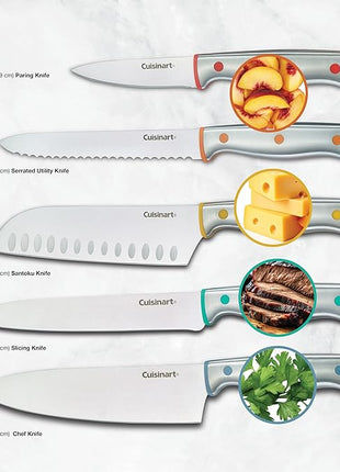 Cuisinart C77CR-10P 10pc Stainless Steel ColorCore™ Color Rivet Set with Blade Guards