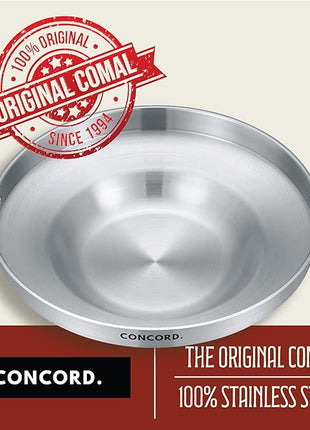 Concord Stainless Steel Comal Frying Bowl Cookware (22"), silver (S4008 S4812 S5612)