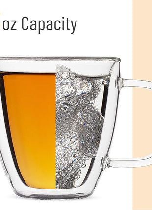 BTaT- Double Wall Glass Cups, Set of 4 (8 oz, 240 ml), Tea Cups, Glass Coffee Mugs, Cappuccino Cups, Latte Cups, Latte Mug, Clear Coffee Cup, Espresso Glass, Glass Tea Cups, Glass Coffee Cups