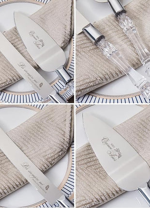 AW BRIDAL Mis Quince Años Quinceanera Cake Knife and Server Set, Sweet 15 Birthday Cake Cutting Set Cake Spatula 15years Stainless Steel Cake Servering Set, Silver