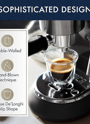 DeLonghi Thermal Espresso Glasses (Set of 2) and Cappuccino Glasses (Set of 2) Bundle