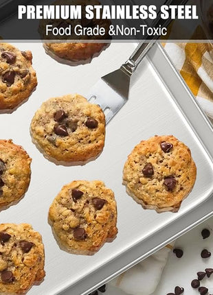 Baking Sheet Cookie Sheet Set of 2, Umite Chef Stainless Steel Baking Pans Tray Professional 18 inch, Non Toxic & Healthy, Mirror Finish & Rust Free, Easy Clean & Dishwasher Safe