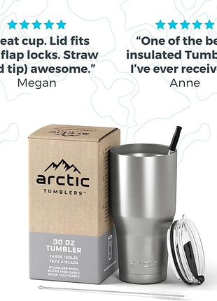 Arctic Tumblers | 30 oz Matte Turquoise Insulated Tumbler with Straw & Cleaner - Retains Temperature up to 24hrs - Non-Spill Splash Proof Lid