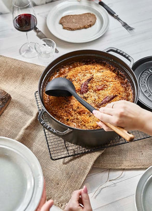 STAUB Cast Iron Dutch Oven 7-qt Round Cocotte, Serves 7- 8, Made in France, Black Matte