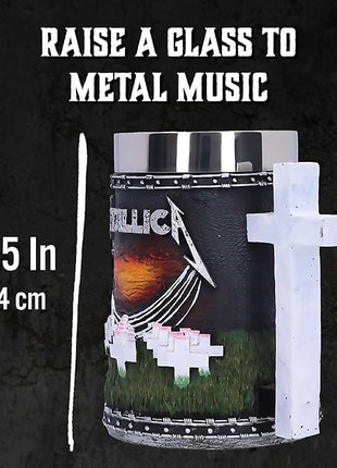 Nemesis Now Metallica Master of Puppets Tankard, Hand-Painted Resin, Officially Licensed Metal Album Art, Stainless Steel Insert, 15.5cm