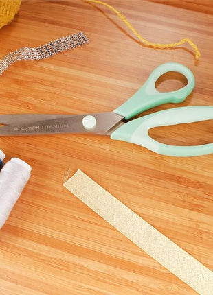 BambooMN Titanium Softgrip Scissors Set for Sewing, Arts, Crafts, Office - 1 set of 3 - Mint Green