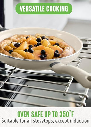 GreenLife 16 Piece Nonstick Cookware Set, Soft Grip Non-Toxic PFAS-Free Ceramic Pots & Pans, Dishwasher & Oven Safe, Frying, Sauce, Saute, Utensils, Glass Lids, Stay-Cool Handles, Wobble Free, Taupe