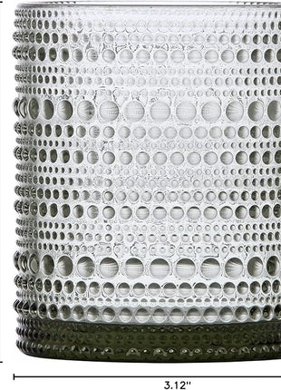 Fortessa Jupiter Beaded Hobnail Glass, 10 Ounce Double Old Fashioned (Set of 4), Smoke Gray