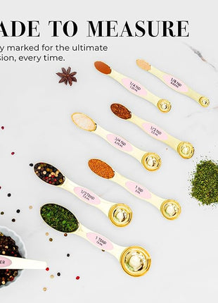 Pink Magnetic Measuring Spoons Set - 8-Piece Dual-Sided Stainless Steel Spoons, Stackable and Spice Jar Friendly – Stylish Pink Kitchen Accessories for Cooking and Baking