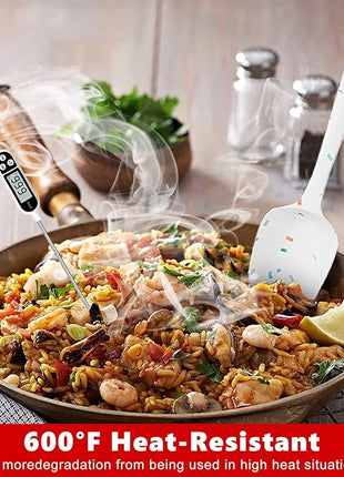 Heat Resistant Silicone Spatulas Set 6pcs, Seamless Design Non-Stick Mixing Spatulas with Stainless Steel Core, Premium BPA-Free Rubber Spatula Baking Cooking Utensile for Home Kitchen BBQ (white)