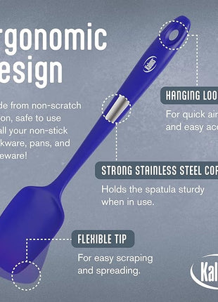 Kaluns Silicone Spatula Set, 4 Rubber Spatulas 600°F Heat Resistant, Nonstick Seamless Design with Stainless Steel Core, Dishwasher Safe, BPA free, Bonus Tongs Included