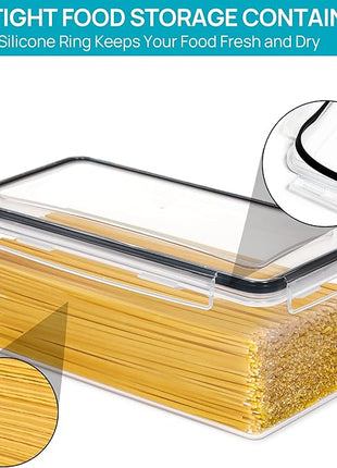 Vtopmart Airtight Food Storage Containers with Lids 8PCS Set 3.2L, Plastic Spaghetti Container for Pasta organizer, BPA Free Air Tight House Kitchen Pantry Organization