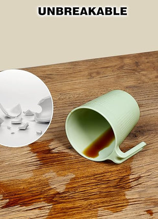 shopwithgreen Coffee Mugs Set of 8, Plastic Coffee Cups Set, 17 OZ Unbreakable Coffee Mugs with Handle Reusable Camping/Dorm/RV Drinking Cups for Adults/Kids Microwave & Dishwasher Safe